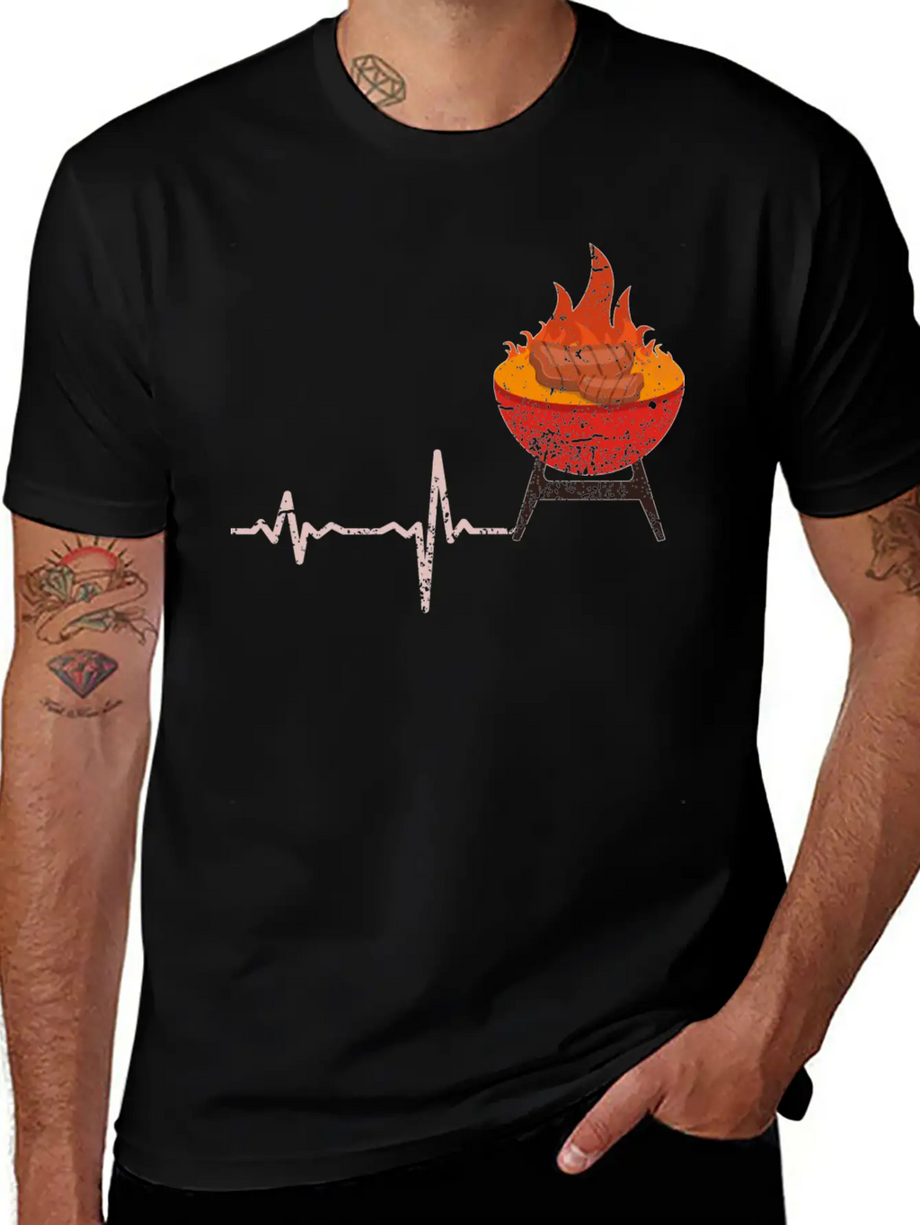 Gift Heartbeat BBQ Barbeque Steak Timeless Short Sleeve Tee – Comfy And Minimalist Design