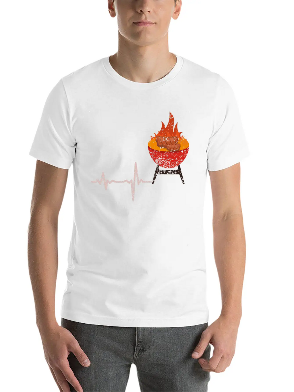 Gift Heartbeat BBQ Barbeque Steak Timeless Short Sleeve Tee – Comfy And Minimalist Design