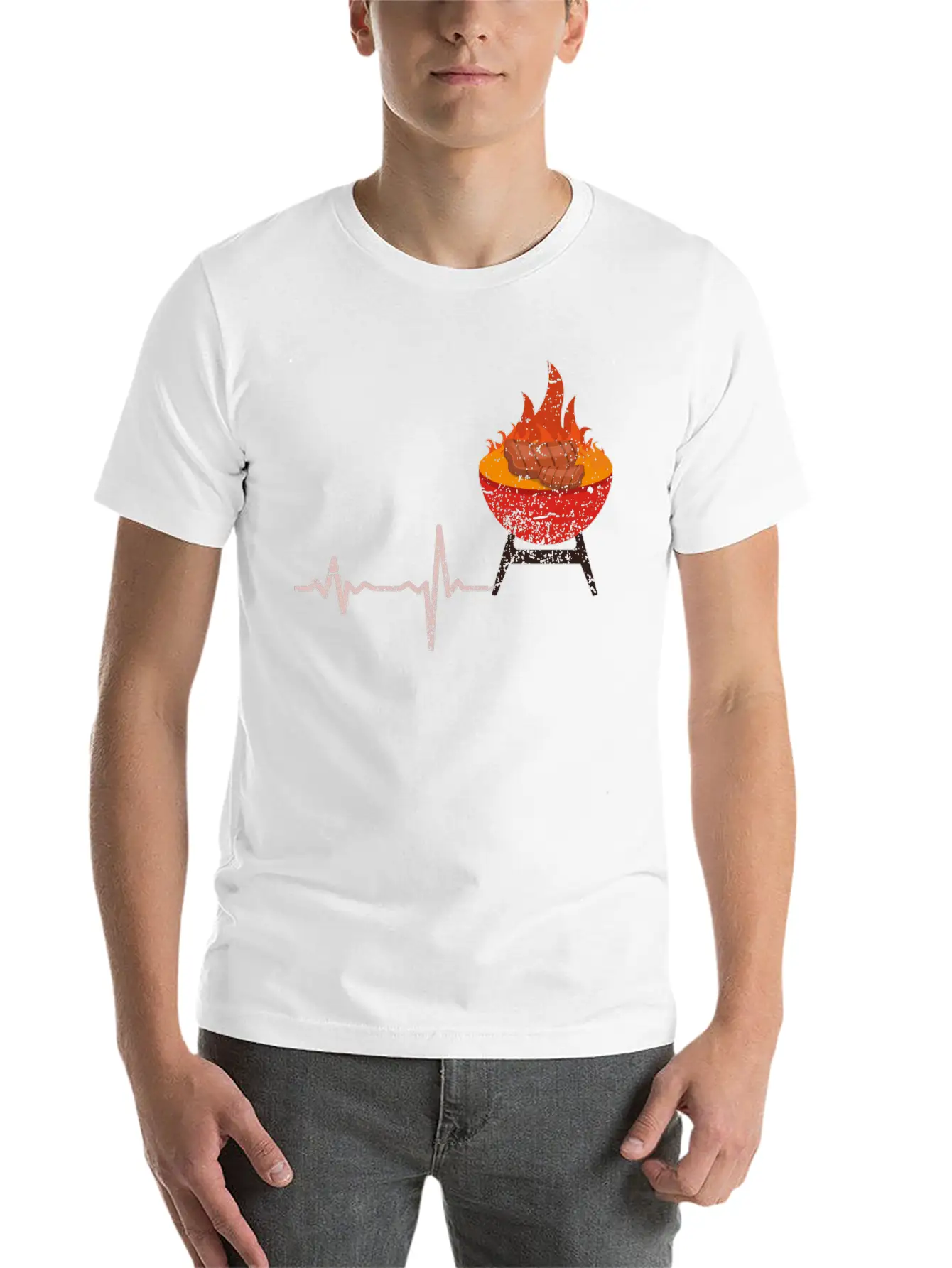 Gift Heartbeat BBQ Barbeque Steak Timeless Short Sleeve Tee – Comfy And Minimalist Design