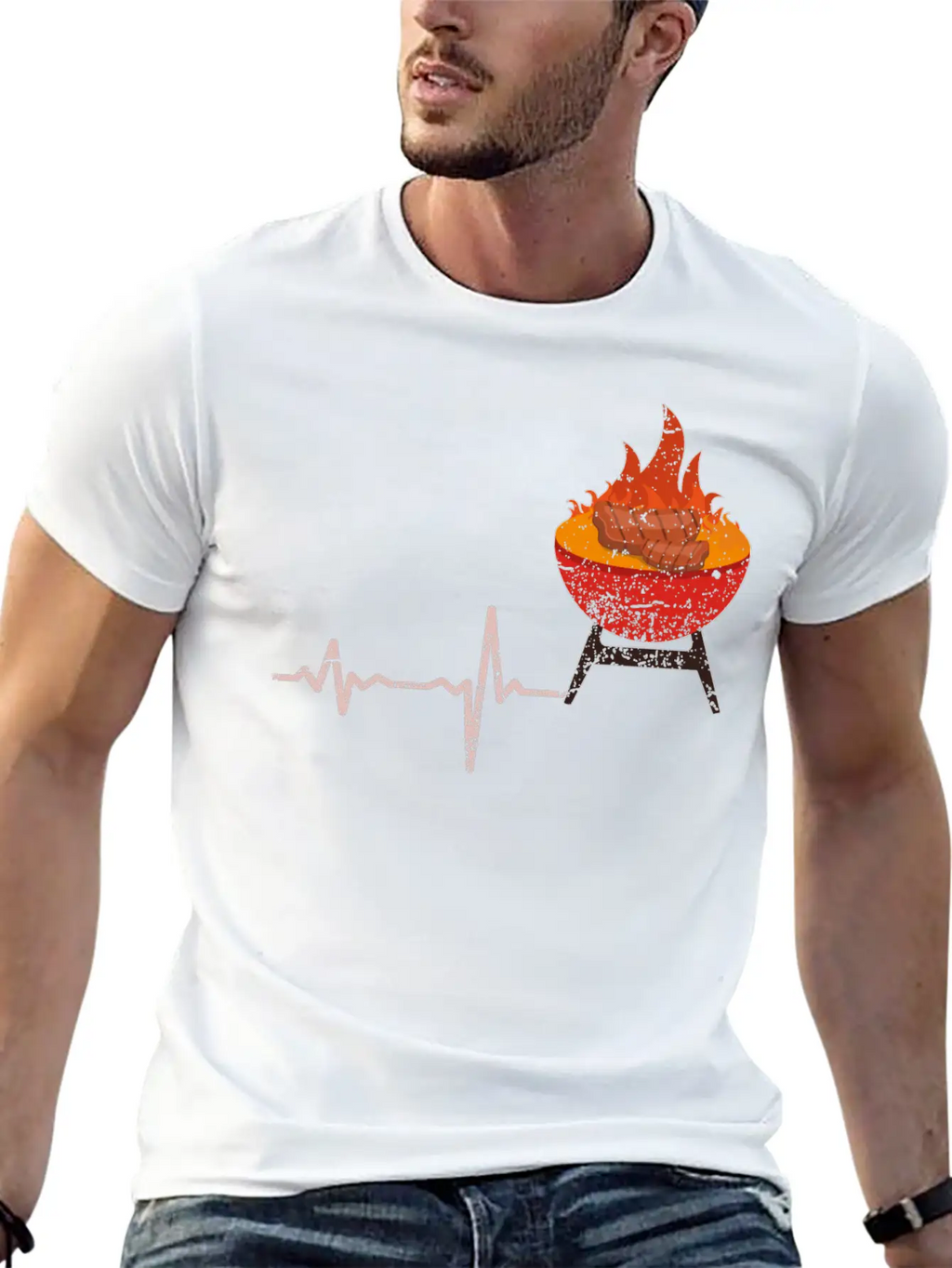 Gift Heartbeat BBQ Barbeque Steak Timeless Short Sleeve Tee – Comfy And Minimalist Design