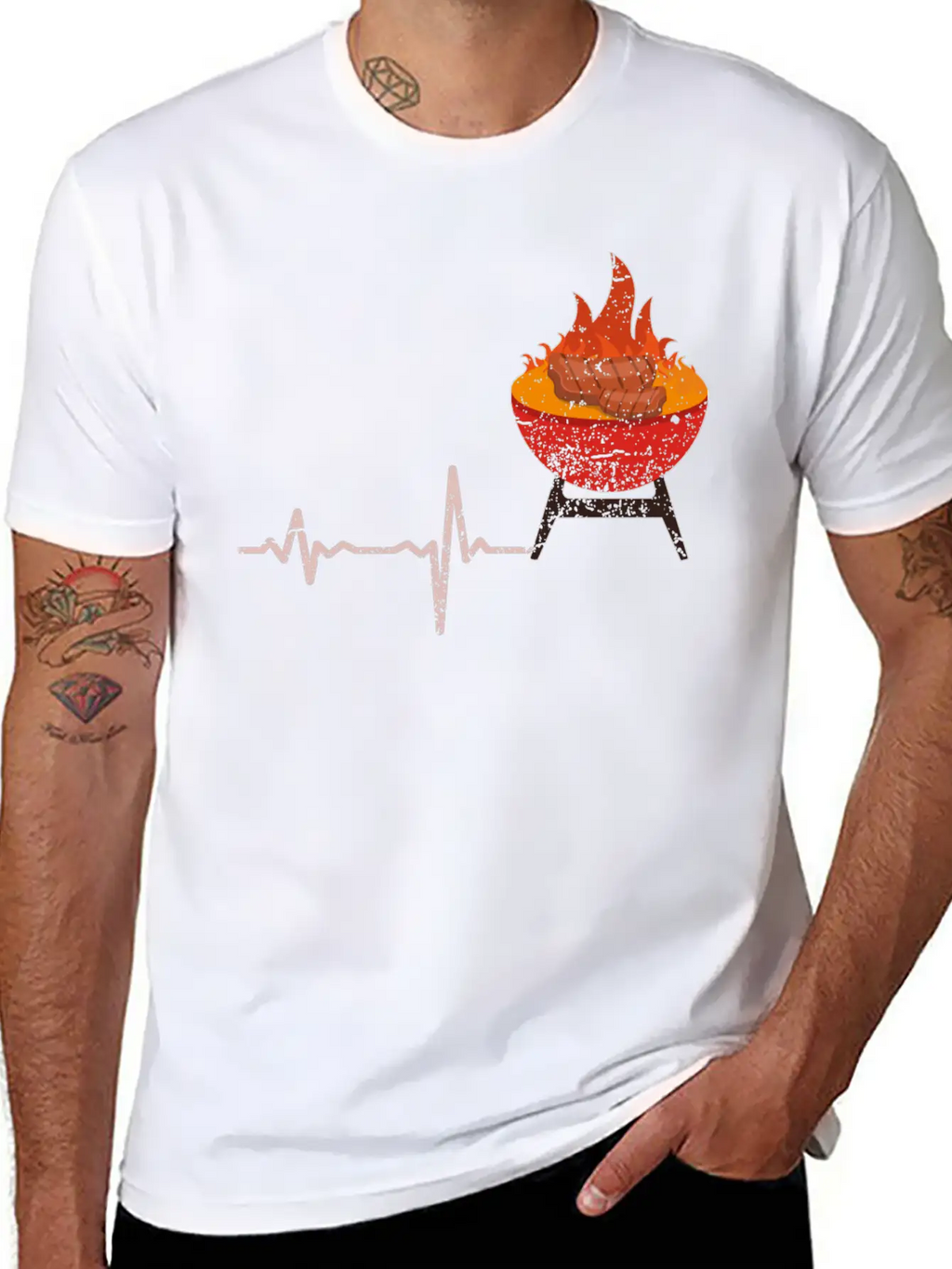 Gift Heartbeat BBQ Barbeque Steak Timeless Short Sleeve Tee – Comfy And Minimalist Design