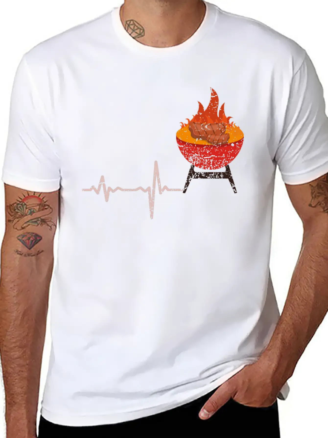 Gift Heartbeat BBQ Barbeque Steak Timeless Short Sleeve Tee – Comfy And Minimalist Design