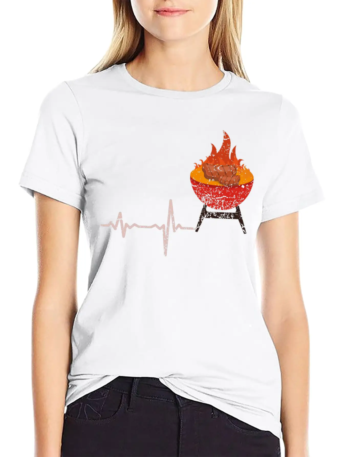 Gift Heartbeat BBQ Barbeque Steak Timeless Short Sleeve Tee – Comfy And Minimalist Design