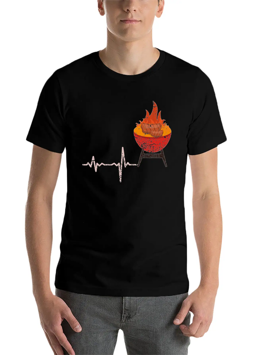 Gift Heartbeat BBQ Barbeque Steak Timeless Short Sleeve Tee – Comfy And Minimalist Design