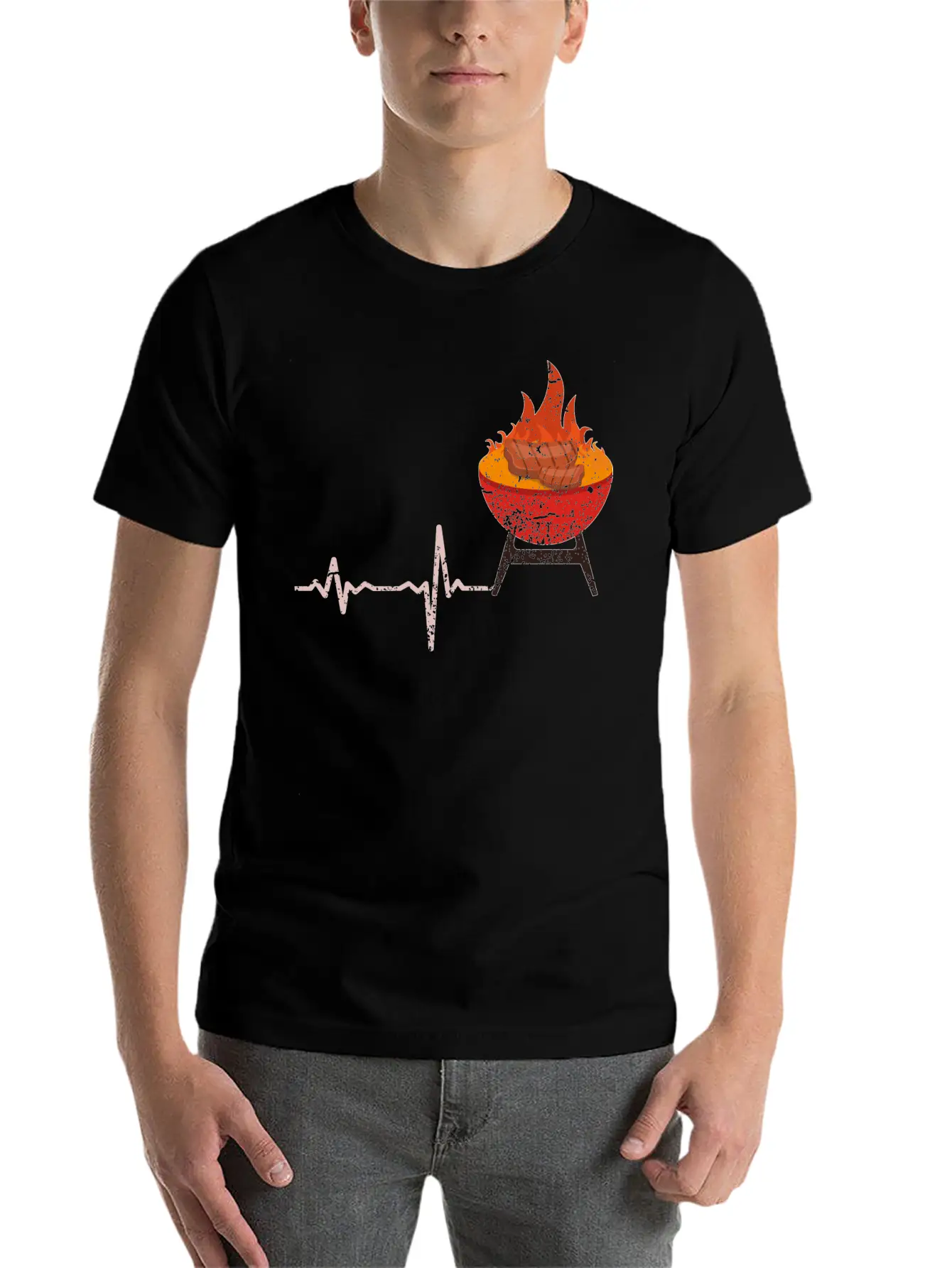 Gift Heartbeat BBQ Barbeque Steak Timeless Short Sleeve Tee – Comfy And Minimalist Design