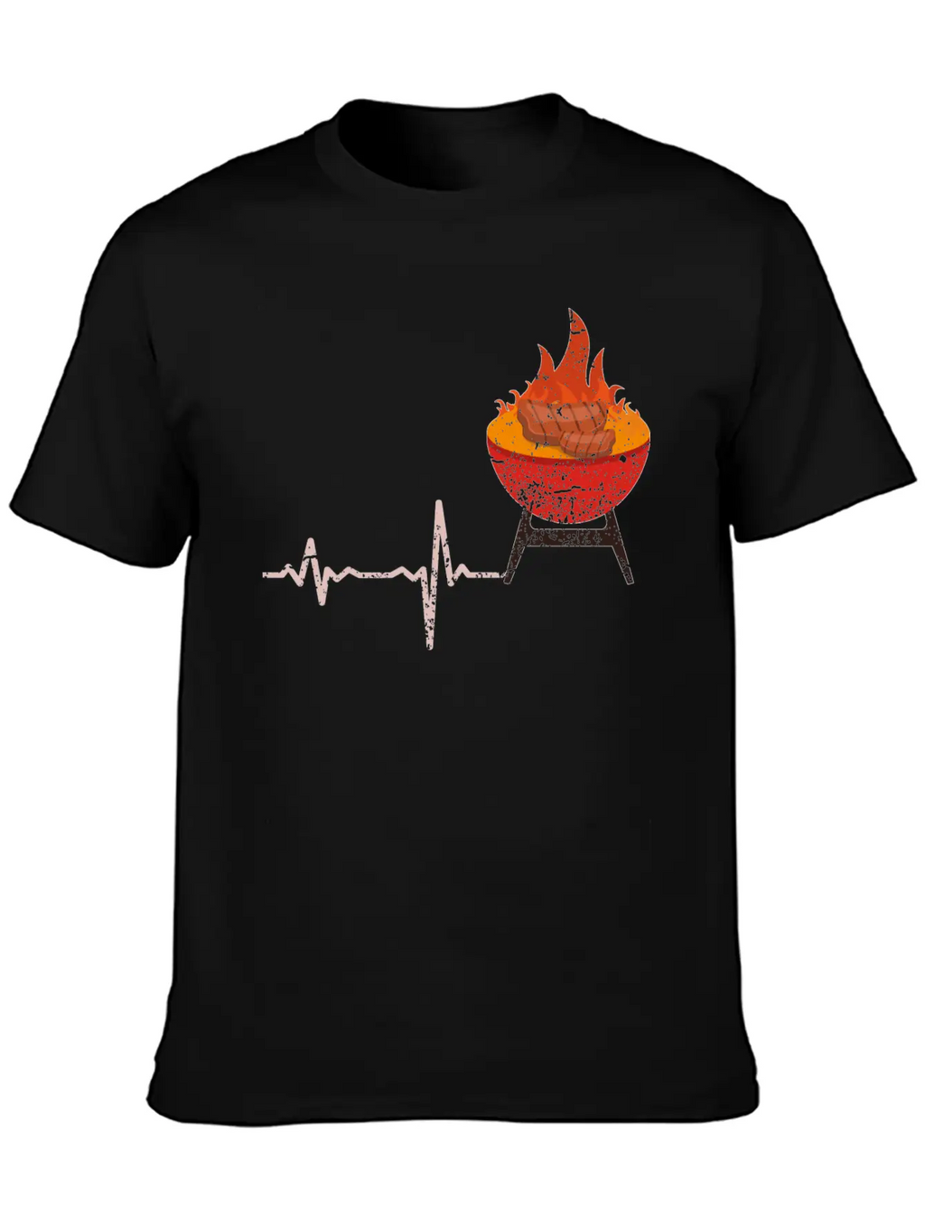 Gift Heartbeat BBQ Barbeque Steak Timeless Short Sleeve Tee – Comfy And Minimalist Design