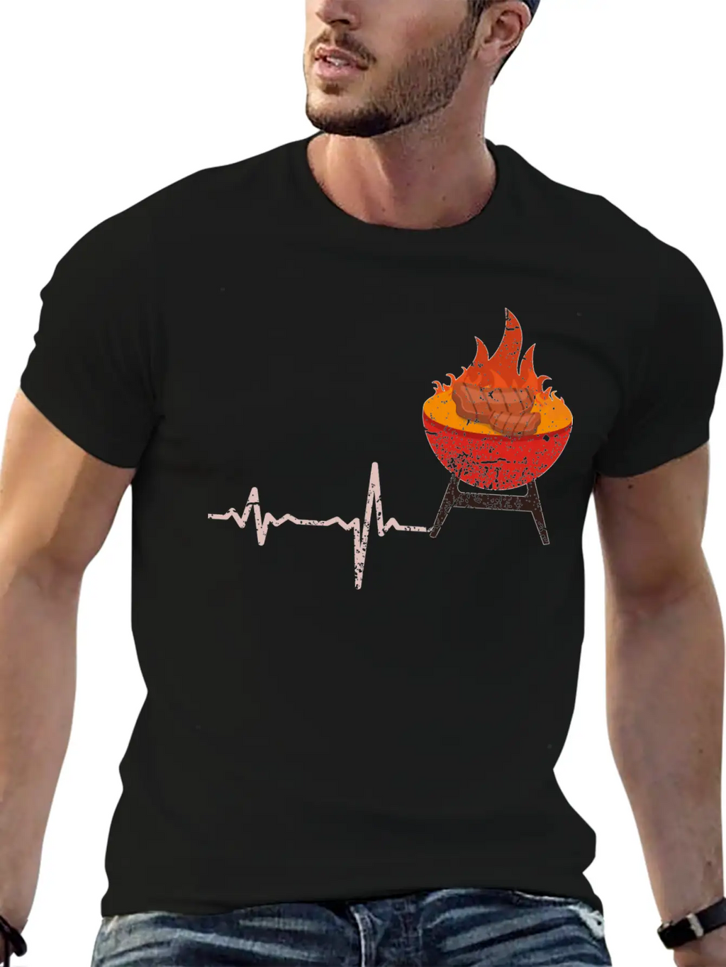 Gift Heartbeat BBQ Barbeque Steak Timeless Short Sleeve Tee – Comfy And Minimalist Design