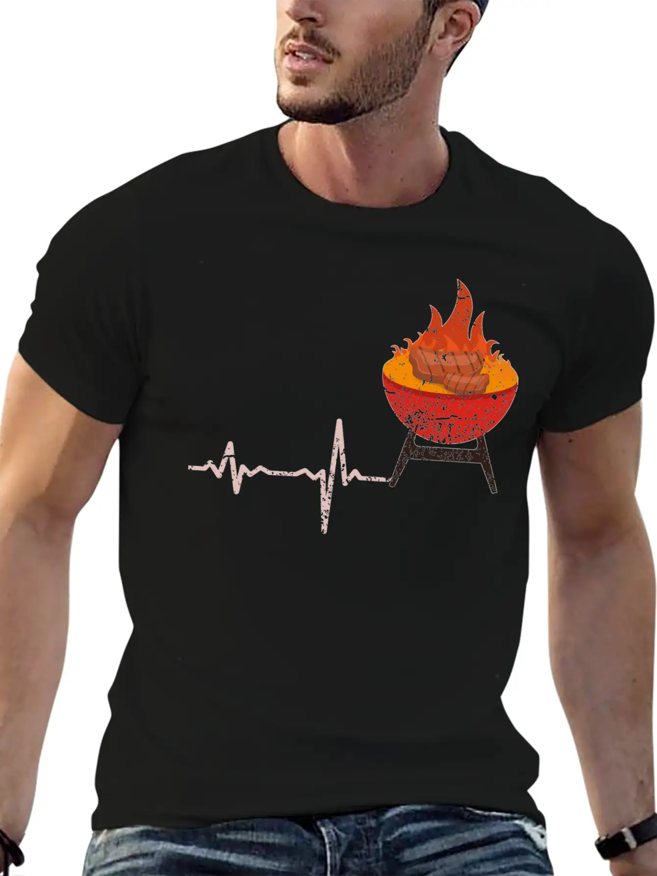 Gift Heartbeat BBQ Barbeque Steak Timeless Short Sleeve Tee – Comfy And Minimalist Design