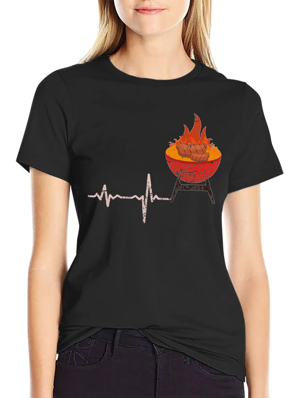 Gift Heartbeat BBQ Barbeque Steak Timeless Short Sleeve Tee – Comfy And Minimalist Design