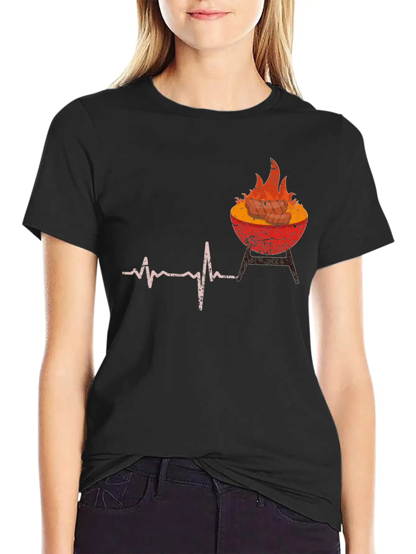 Gift Heartbeat BBQ Barbeque Steak Timeless Short Sleeve Tee – Comfy And Minimalist Design
