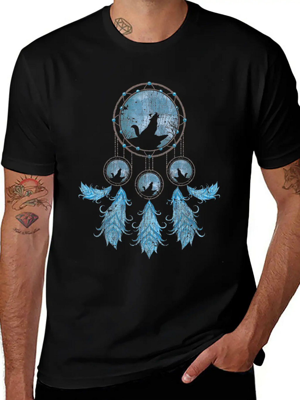 Gift Idea Feathers Dream Catcher Howling Wolf Modern Fit Casual T-Shirt – Clean And Versatile Design