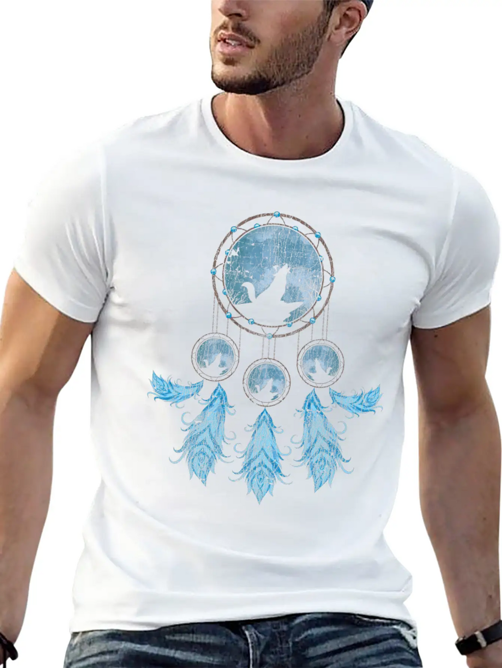 Gift Idea Feathers Dream Catcher Howling Wolf Modern Fit Casual T-Shirt – Clean And Versatile Design