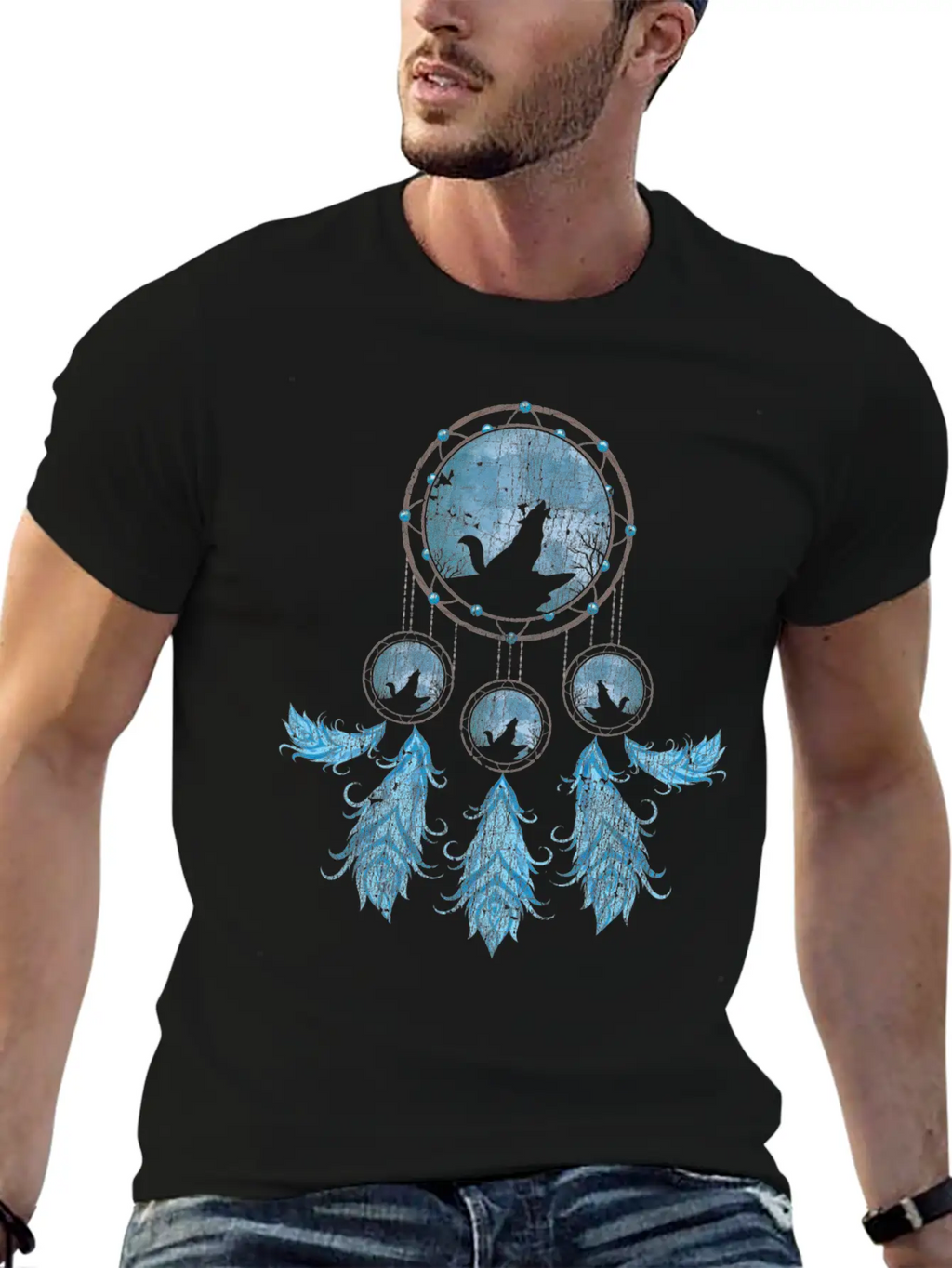 Gift Idea Feathers Dream Catcher Howling Wolf Modern Fit Casual T-Shirt – Clean And Versatile Design