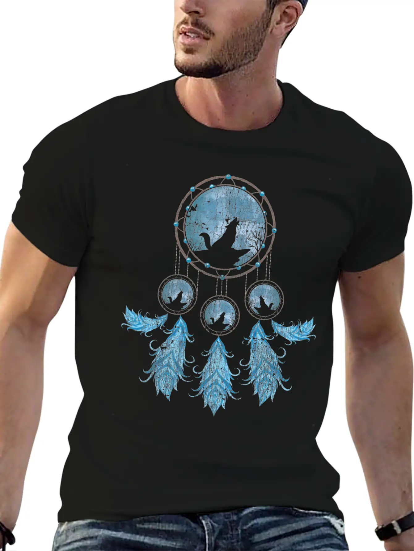 Gift Idea Feathers Dream Catcher Howling Wolf Modern Fit Casual T-Shirt – Clean And Versatile Design