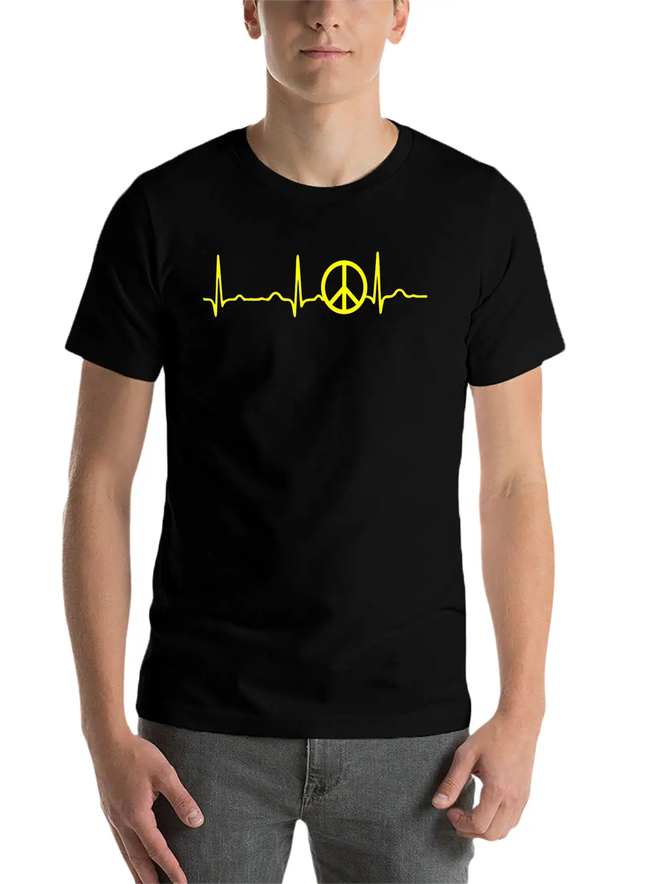 GIFT - PEACE YELLOW Classic Cotton Tee – Unisex Comfort For Any Season