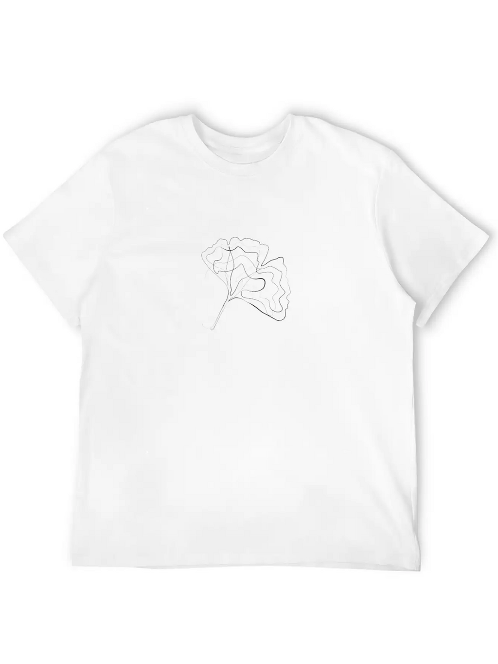 Ginkgo Tree Leaf - One Line Drawing Breathable Soft Cotton T-Shirt – Timeless Casual Look
