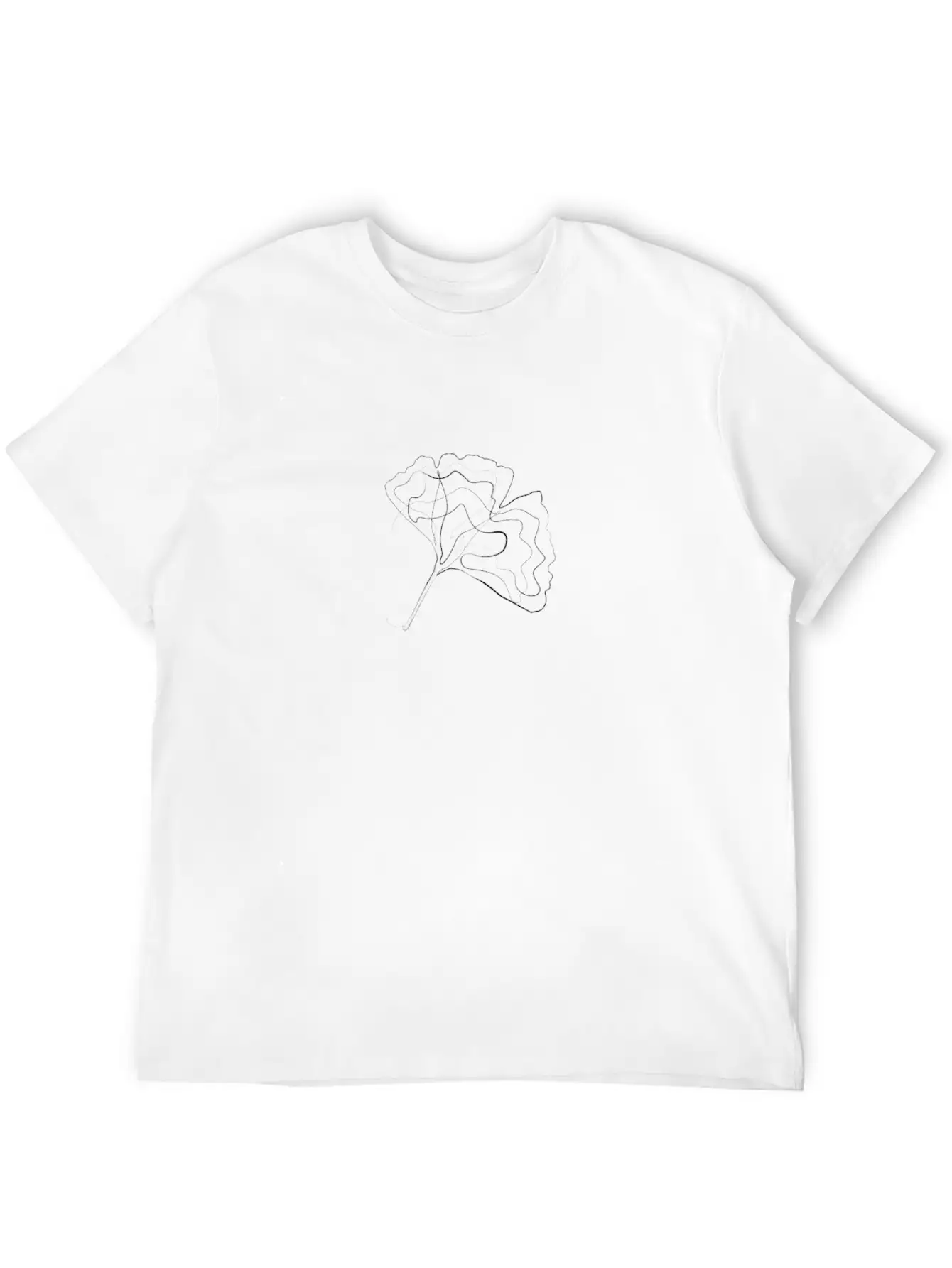 Ginkgo Tree Leaf - One Line Drawing Breathable Soft Cotton T-Shirt – Timeless Casual Look