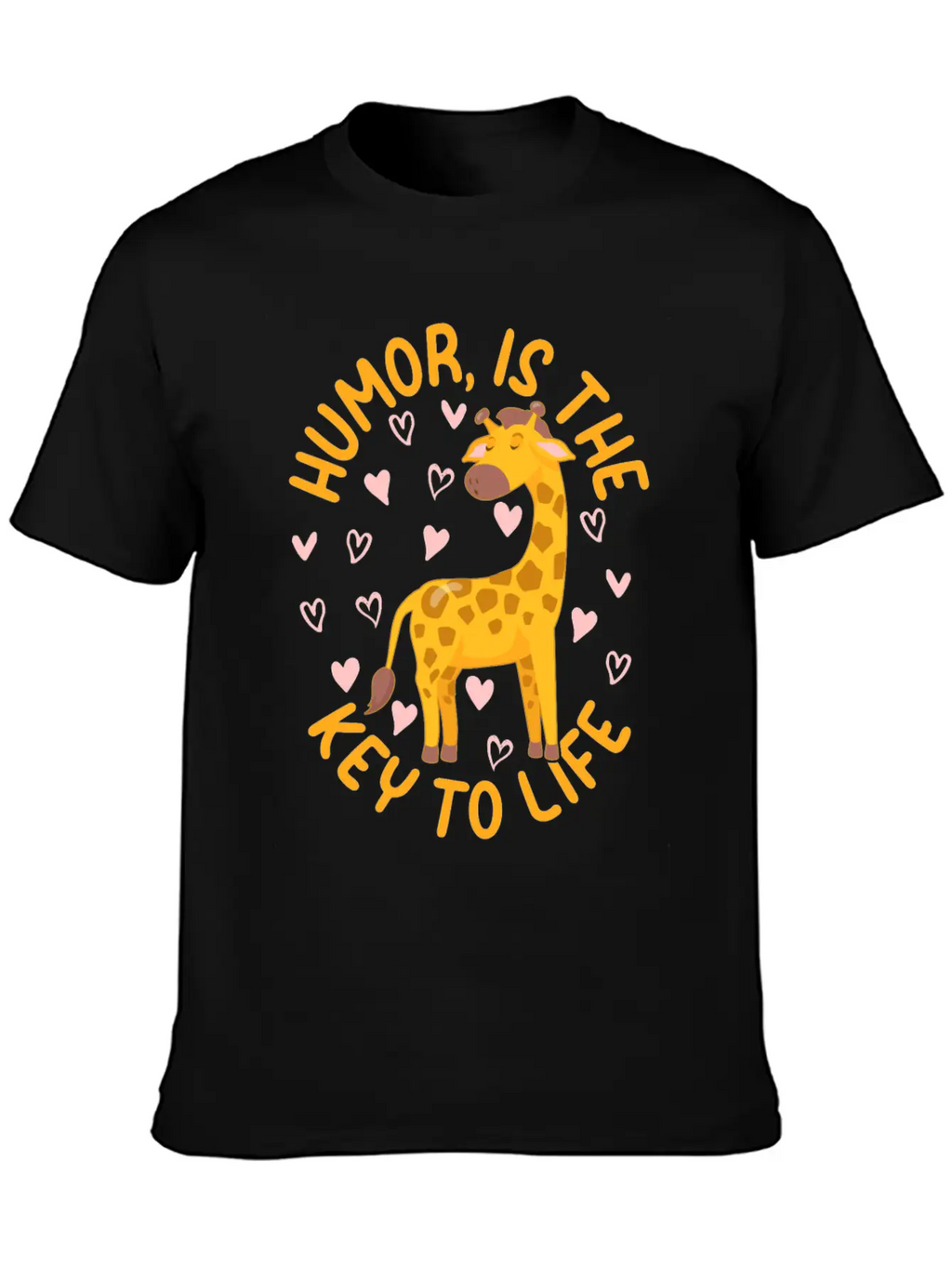 Giraffe - Humor Is The Key To Life - Cute Giraffe Modern Fit Casual T-Shirt – Clean And Versatile Design