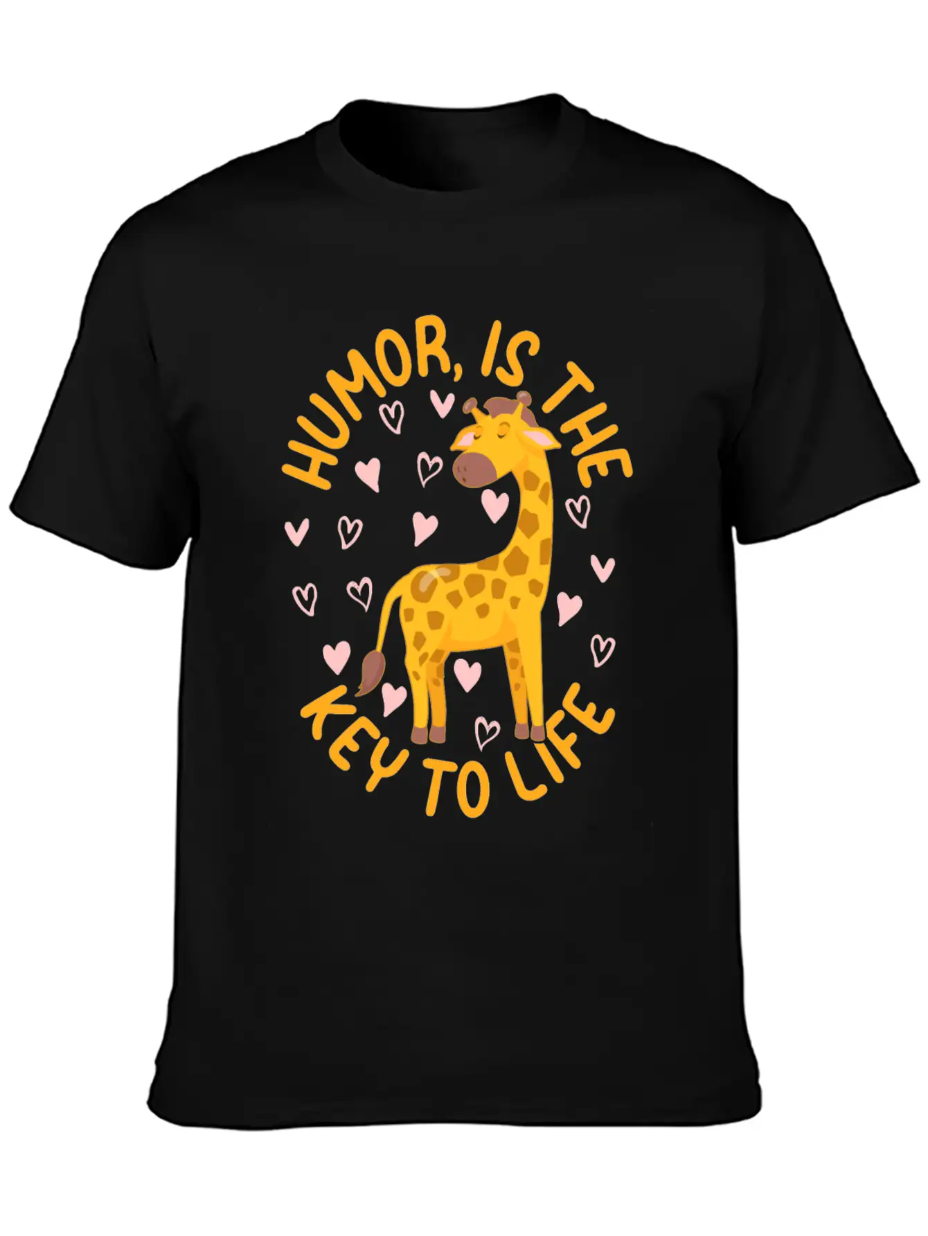 Giraffe - Humor Is The Key To Life - Cute Giraffe Modern Fit Casual T-Shirt – Clean And Versatile Design