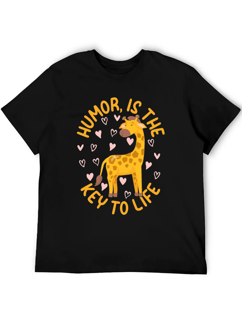 Giraffe - Humor Is The Key To Life - Cute Giraffe Modern Fit Casual T-Shirt – Clean And Versatile Design