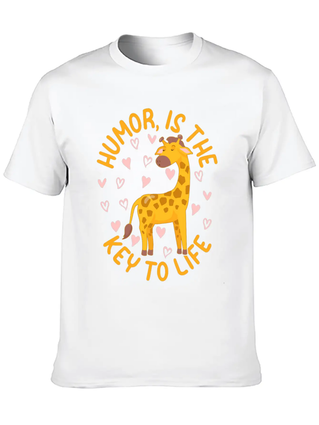 Giraffe - Humor Is The Key To Life - Cute Giraffe Modern Fit Casual T-Shirt – Clean And Versatile Design