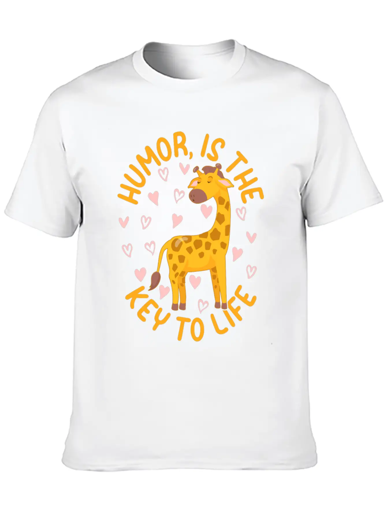 Giraffe - Humor Is The Key To Life - Cute Giraffe Modern Fit Casual T-Shirt – Clean And Versatile Design