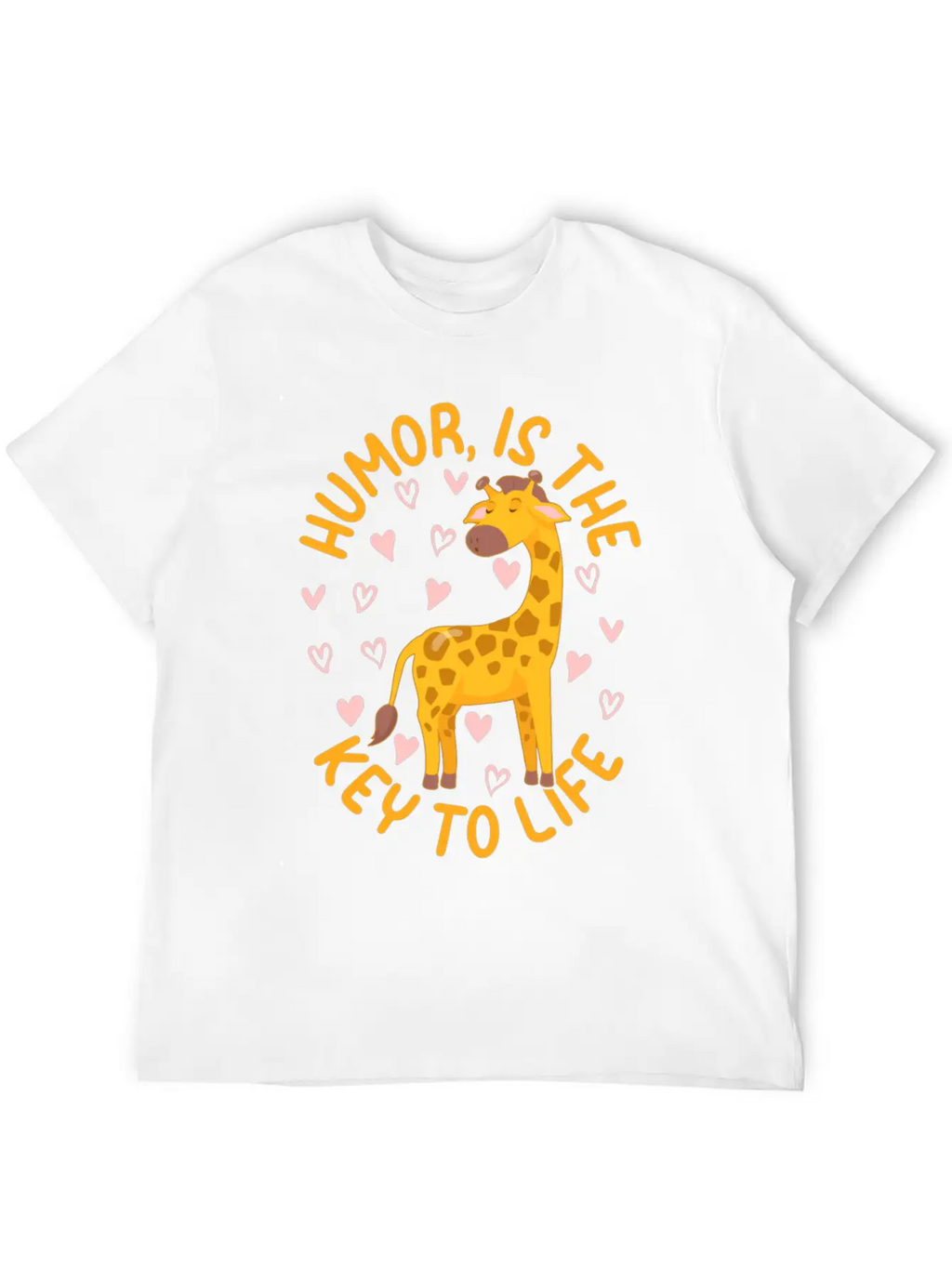 Giraffe - Humor Is The Key To Life - Cute Giraffe Modern Fit Casual T-Shirt – Clean And Versatile Design