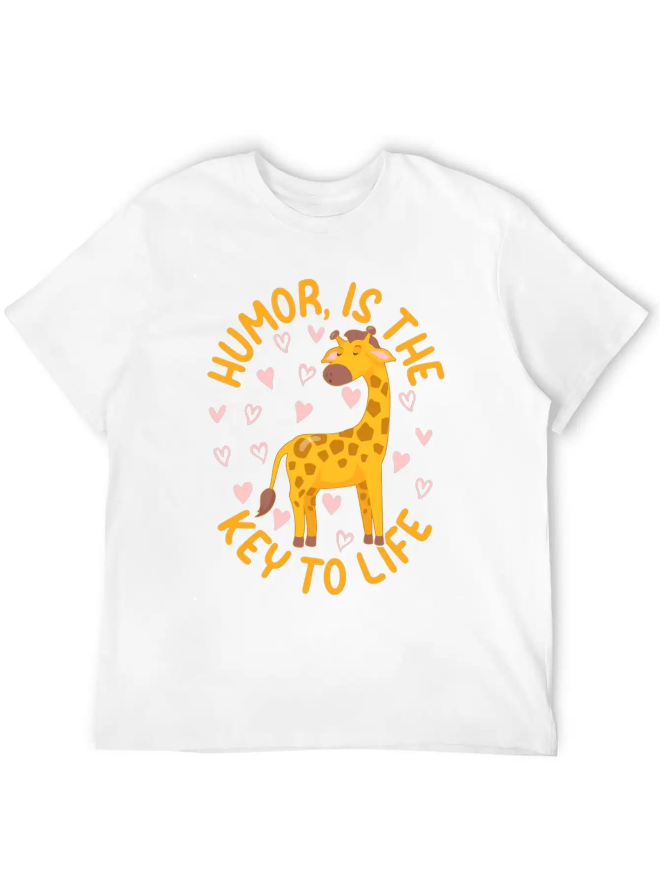 Giraffe - Humor Is The Key To Life - Cute Giraffe Modern Fit Casual T-Shirt – Clean And Versatile Design