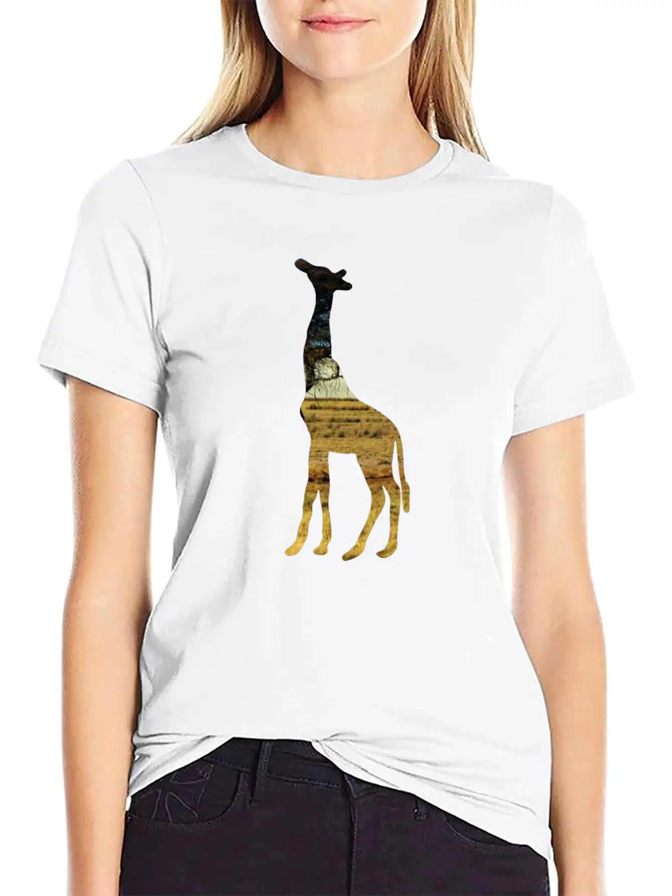 Giraffe In The Steppe Classic Cotton Tee – Unisex Comfort For Any Season