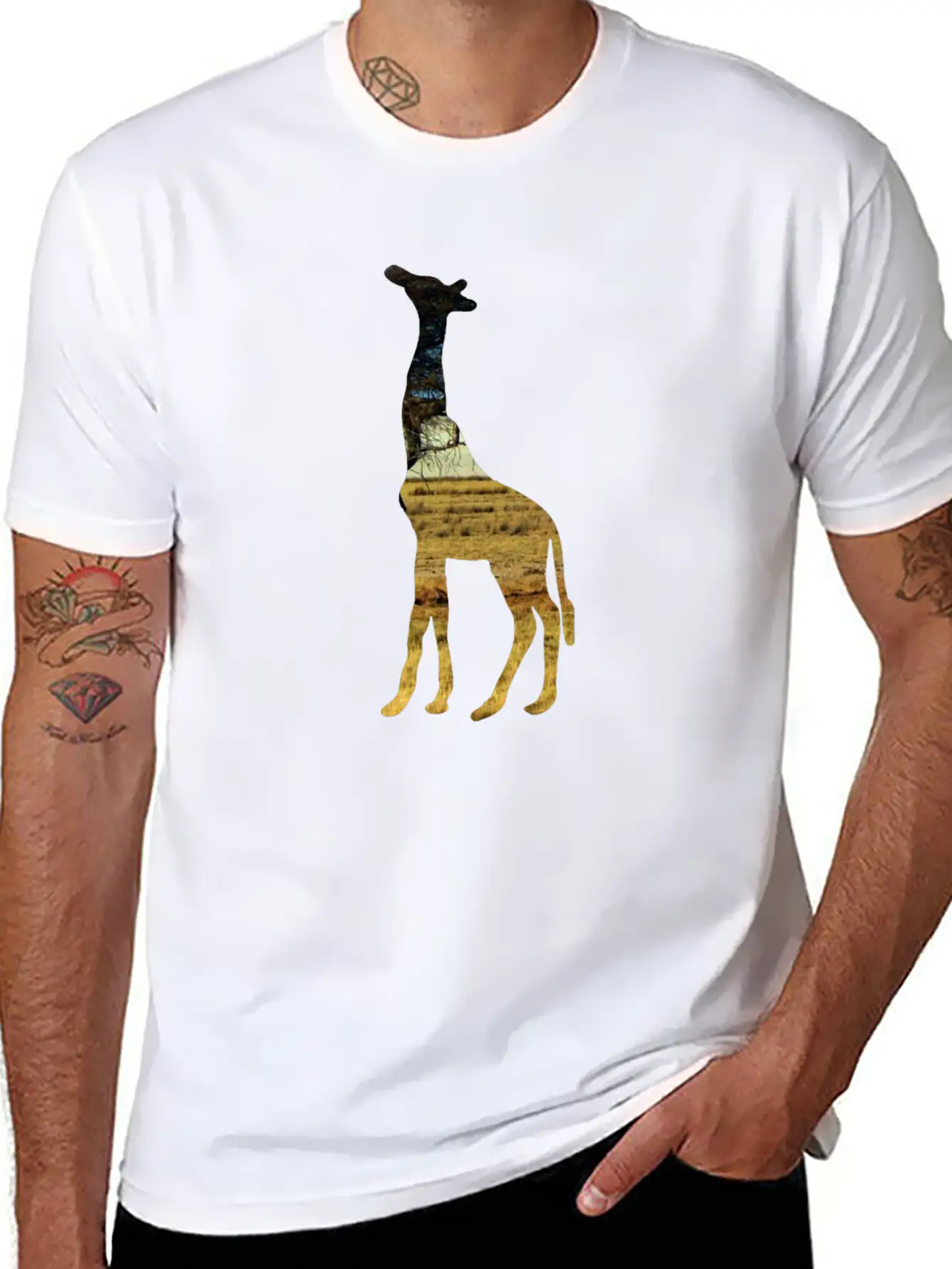 Giraffe In The Steppe Classic Cotton Tee – Unisex Comfort For Any Season