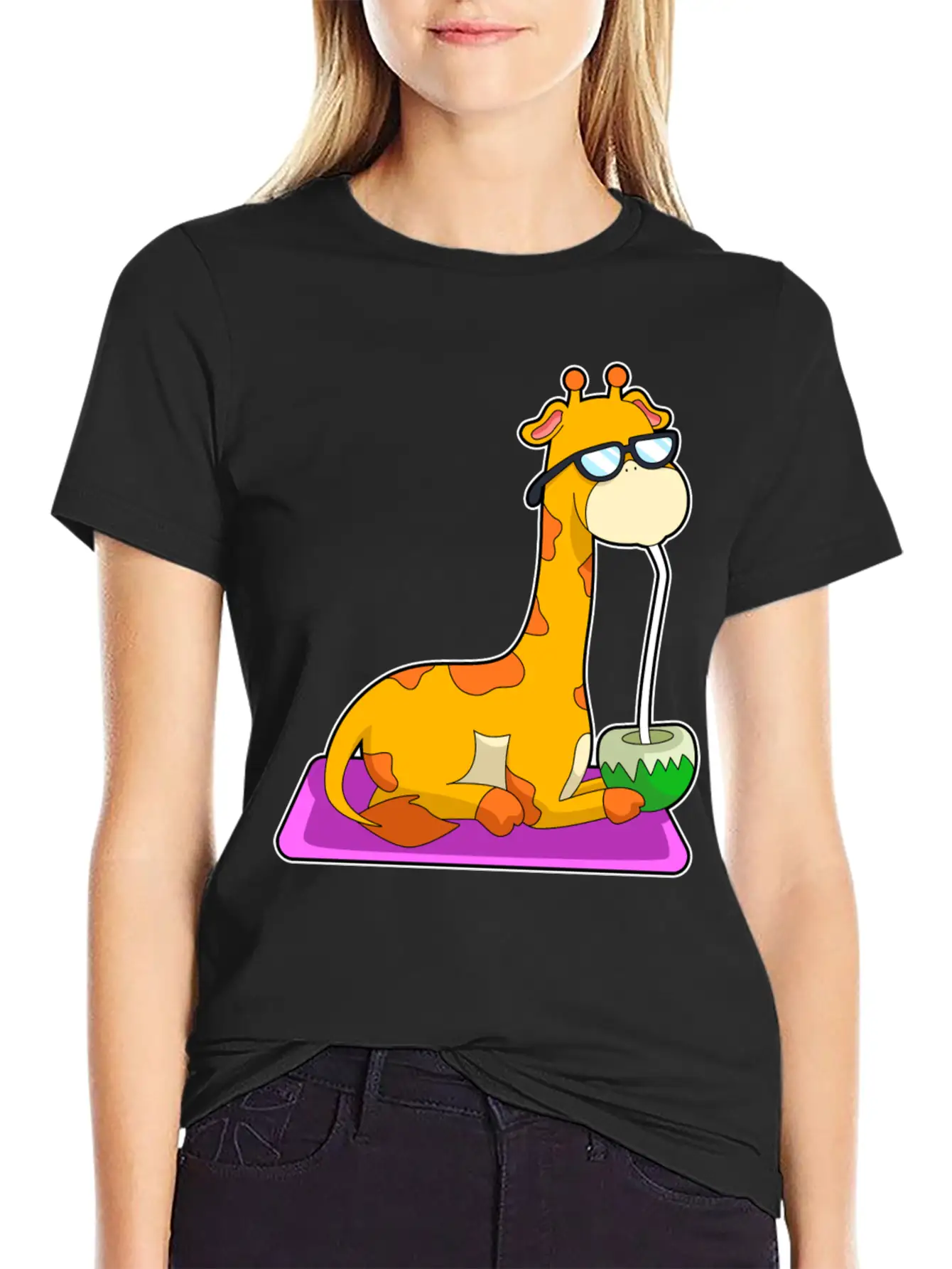 Giraffe With Coconut Unisex Casual T-Shirt – Clean Design For Daily Comfort