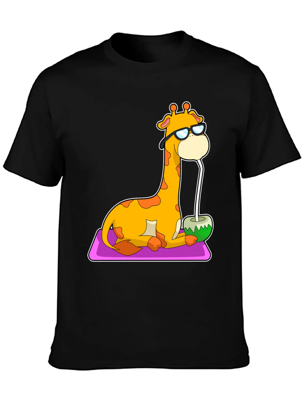 Giraffe With Coconut Unisex Casual T-Shirt – Clean Design For Daily Comfort