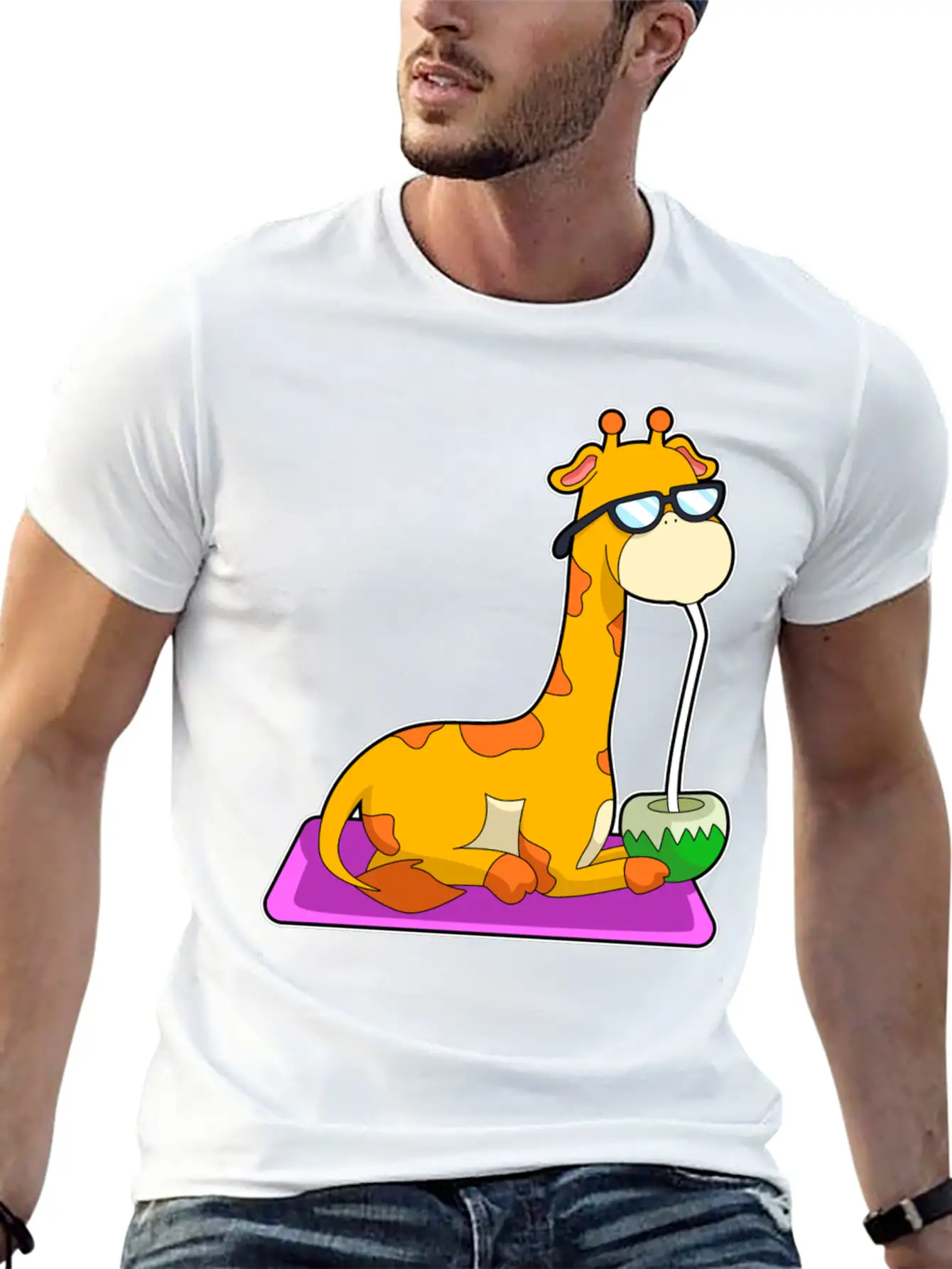 Giraffe With Coconut Unisex Casual T-Shirt – Clean Design For Daily Comfort