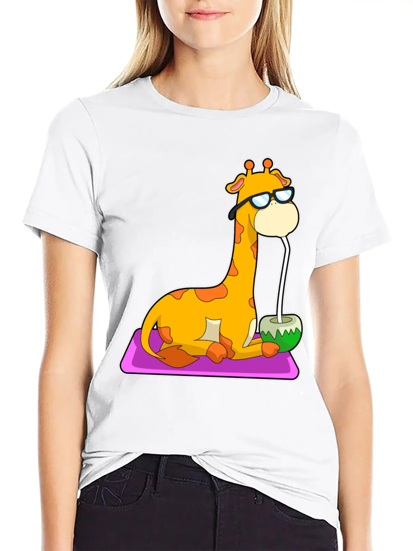 Giraffe With Coconut Unisex Casual T-Shirt – Clean Design For Daily Comfort