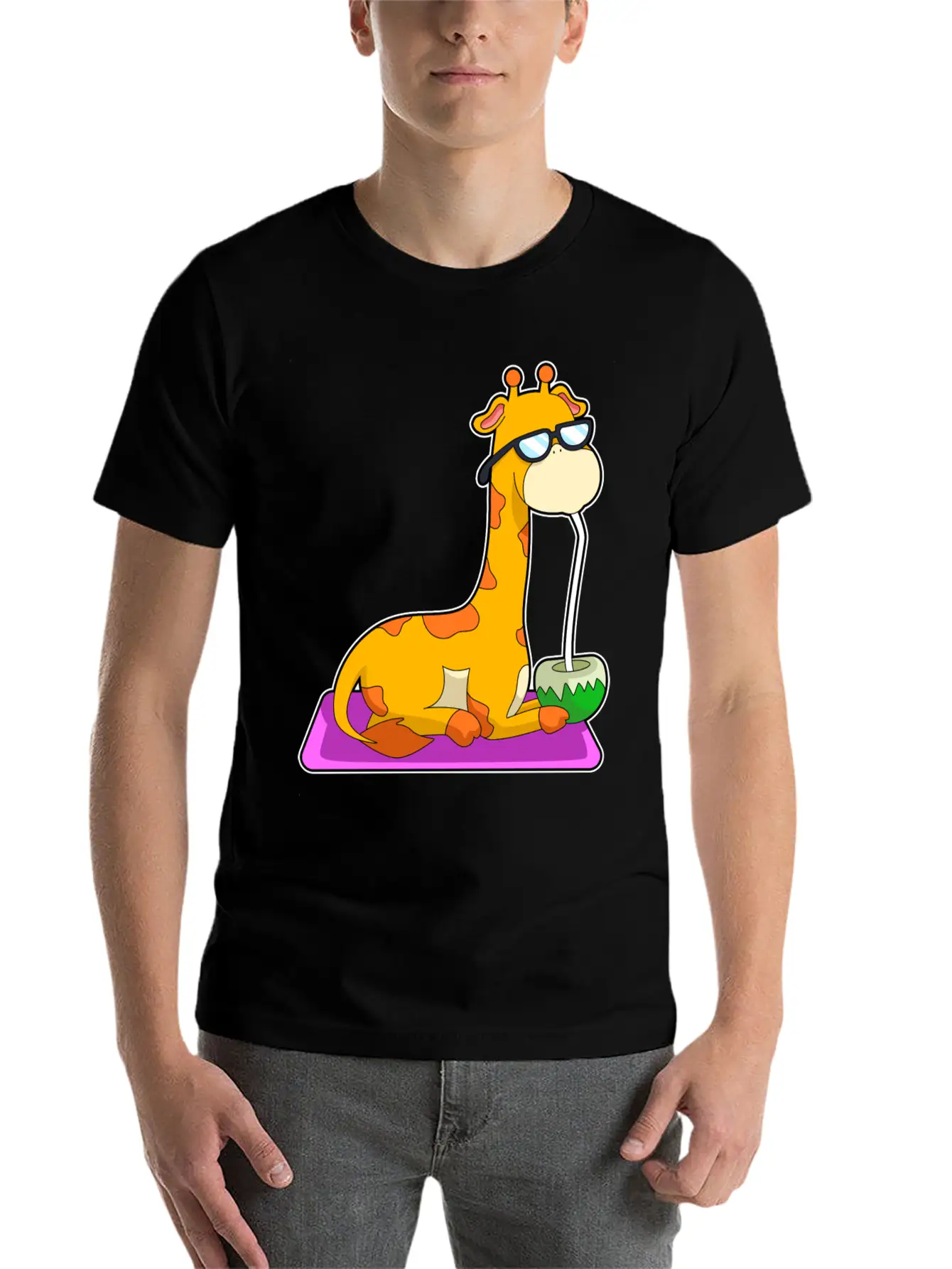 Giraffe With Coconut Unisex Casual T-Shirt – Clean Design For Daily Comfort