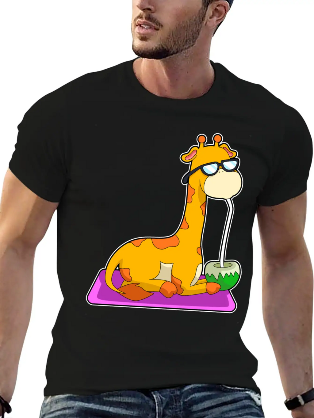 Giraffe With Coconut Unisex Casual T-Shirt – Clean Design For Daily Comfort
