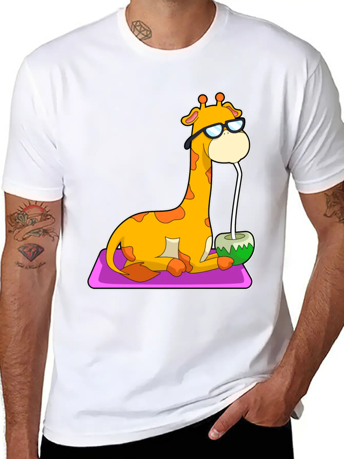 Giraffe With Coconut Unisex Casual T-Shirt – Clean Design For Daily Comfort