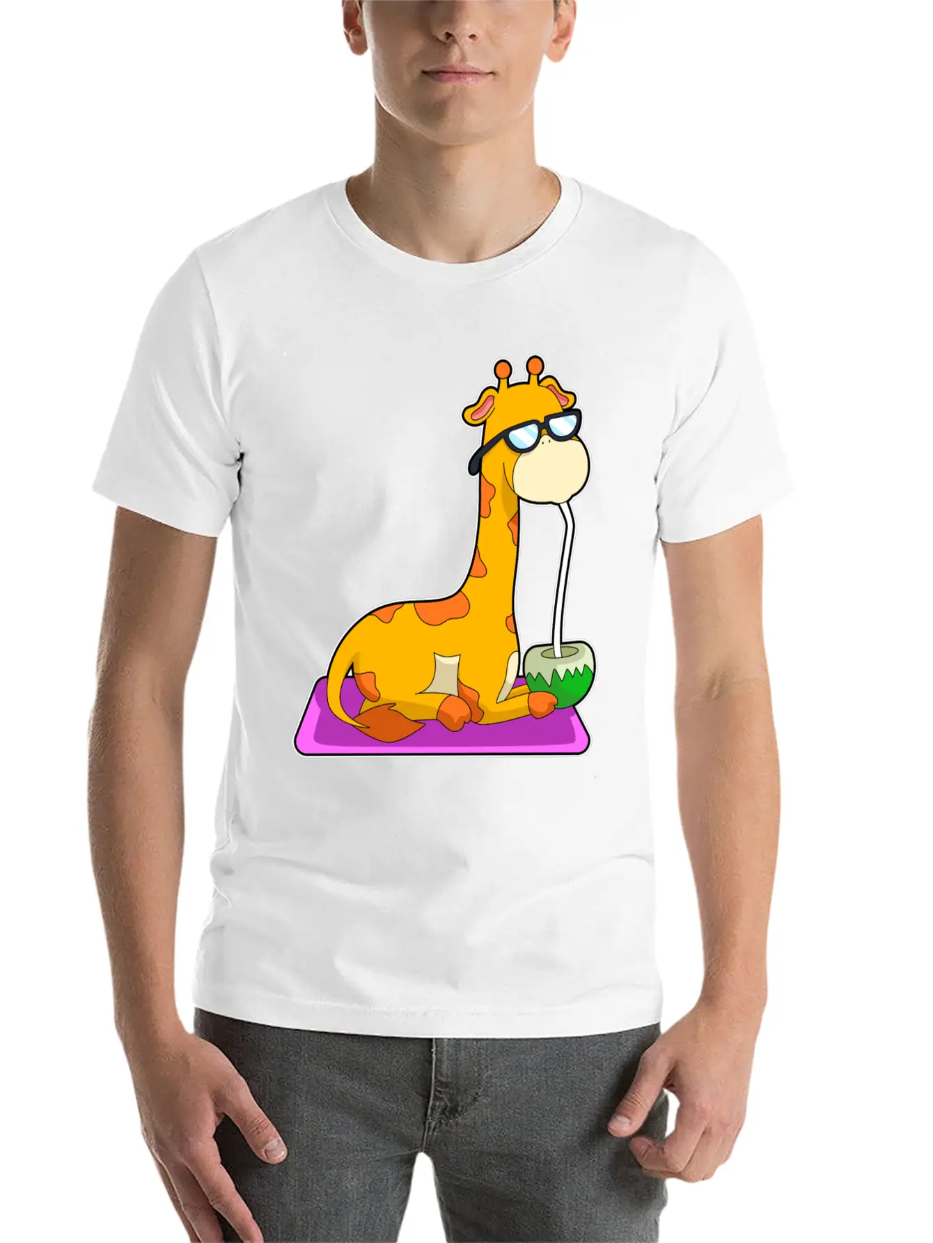 Giraffe With Coconut Unisex Casual T-Shirt – Clean Design For Daily Comfort