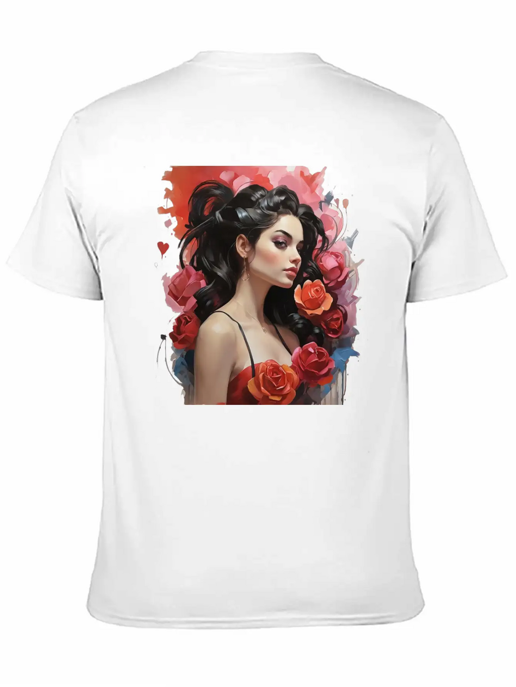 Girl With Roses Breathable Soft Cotton T-Shirt – Timeless Casual Look