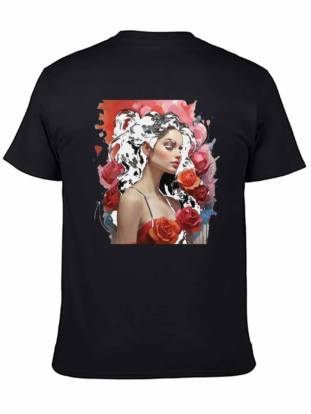 Girl With Roses Breathable Soft Cotton T-Shirt – Timeless Casual Look