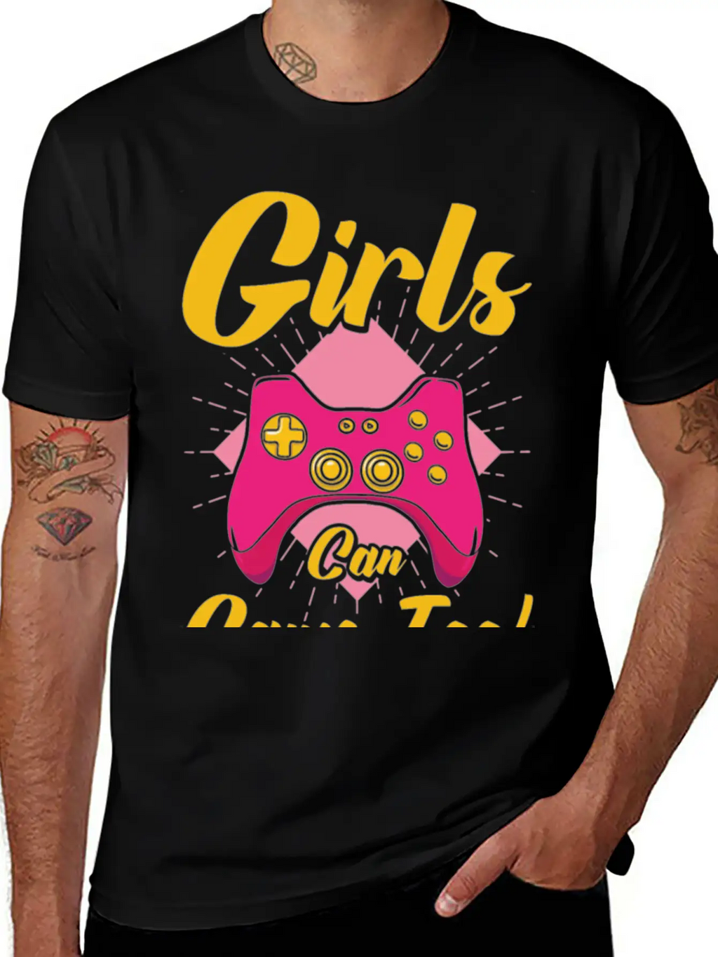 Girls Can Game Too Gaming Gamer Video Games Breathable Graphic T-Shirt – Perfect For Casual Days