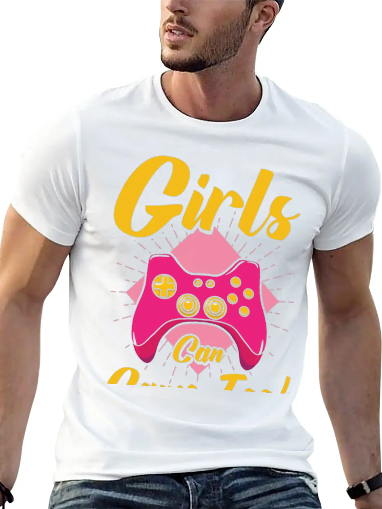 Girls Can Game Too Gaming Gamer Video Games Breathable Graphic T-Shirt – Perfect For Casual Days