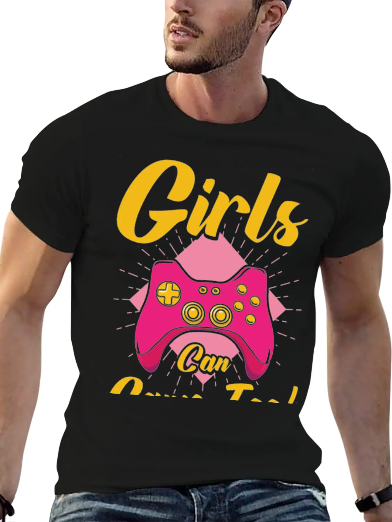 Girls Can Game Too Gaming Gamer Video Games Breathable Graphic T-Shirt – Perfect For Casual Days