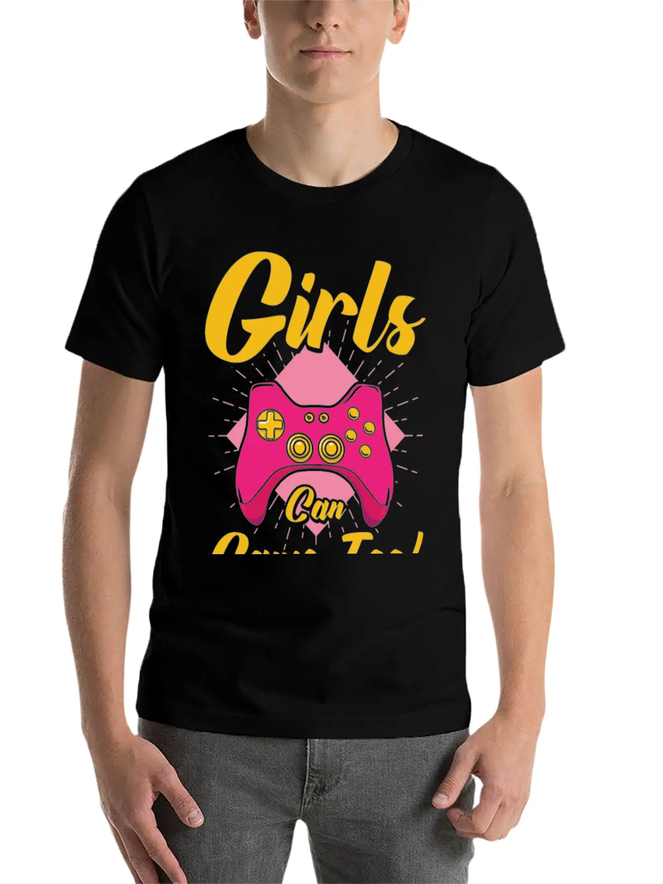 Girls Can Game Too Gaming Gamer Video Games Breathable Graphic T-Shirt – Perfect For Casual Days