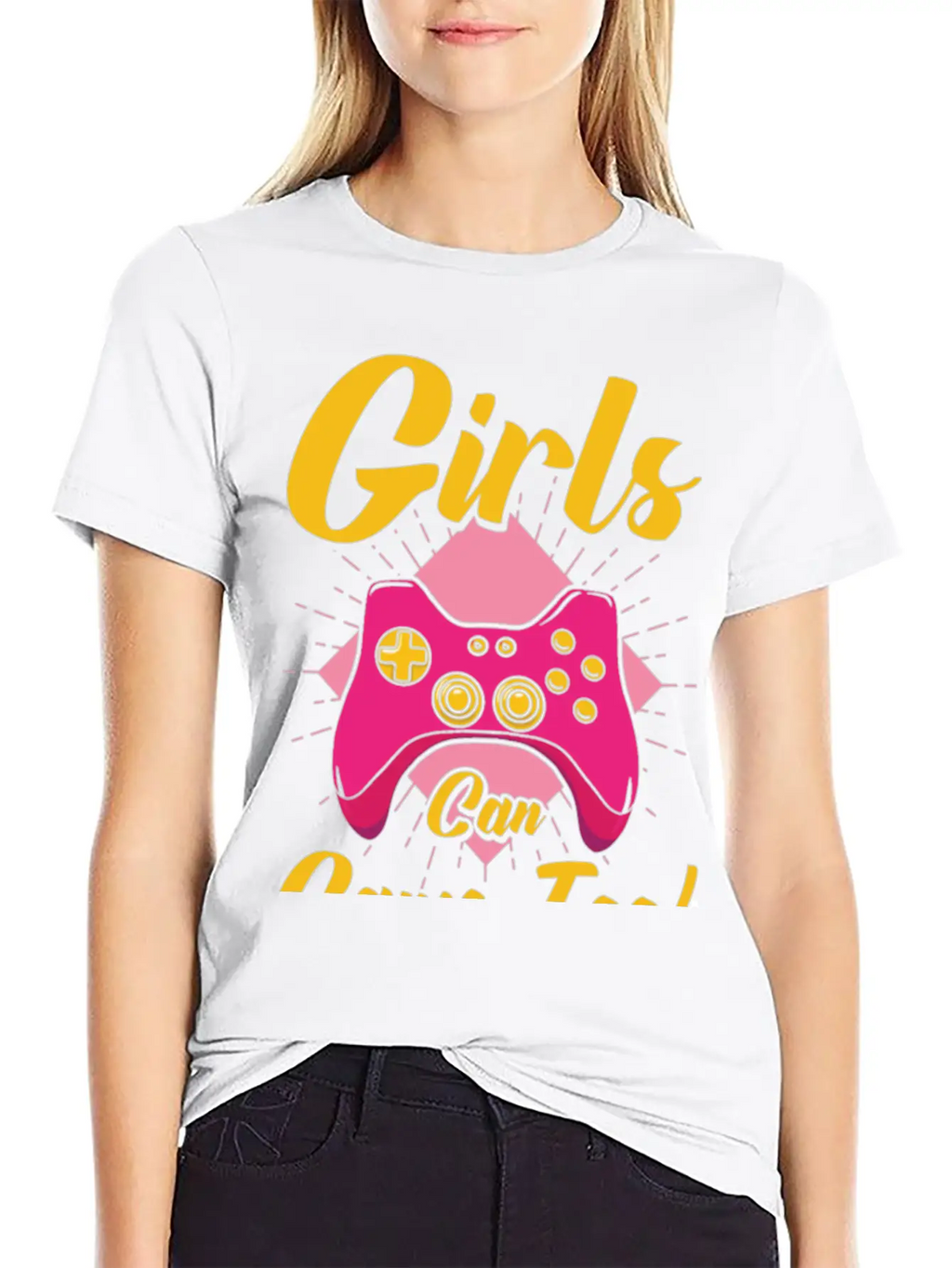 Girls Can Game Too Gaming Gamer Video Games Breathable Graphic T-Shirt – Perfect For Casual Days