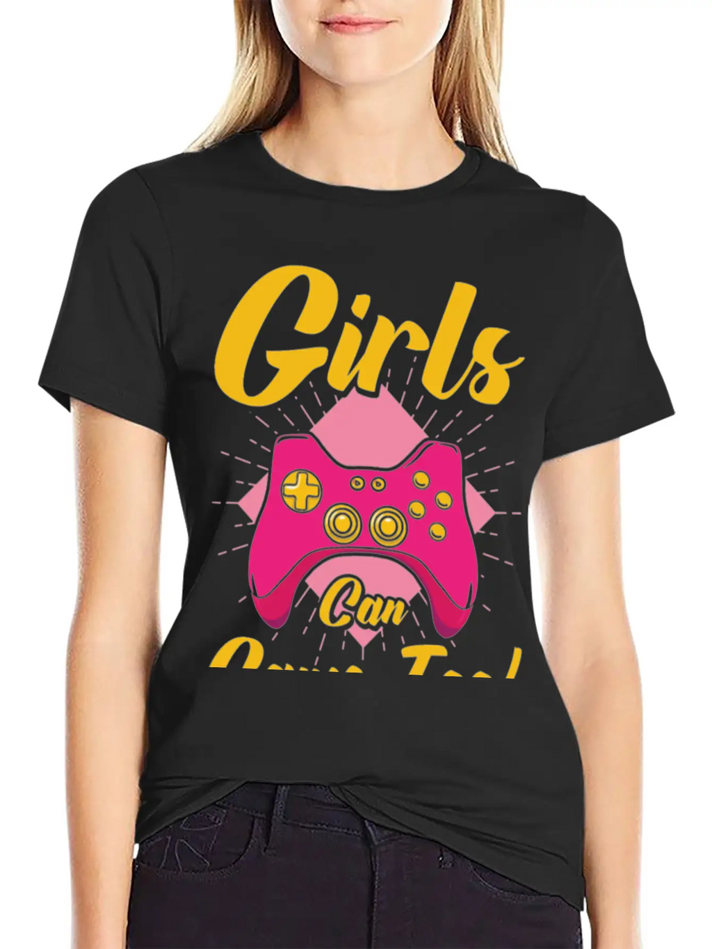 Girls Can Game Too Gaming Gamer Video Games Breathable Graphic T-Shirt – Perfect For Casual Days