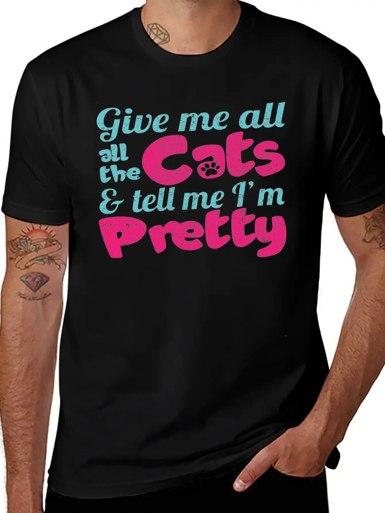 Give Me All The Cats & Tell Me I'm Pretty Timeless Short Sleeve Tee – Comfy And Minimalist Design