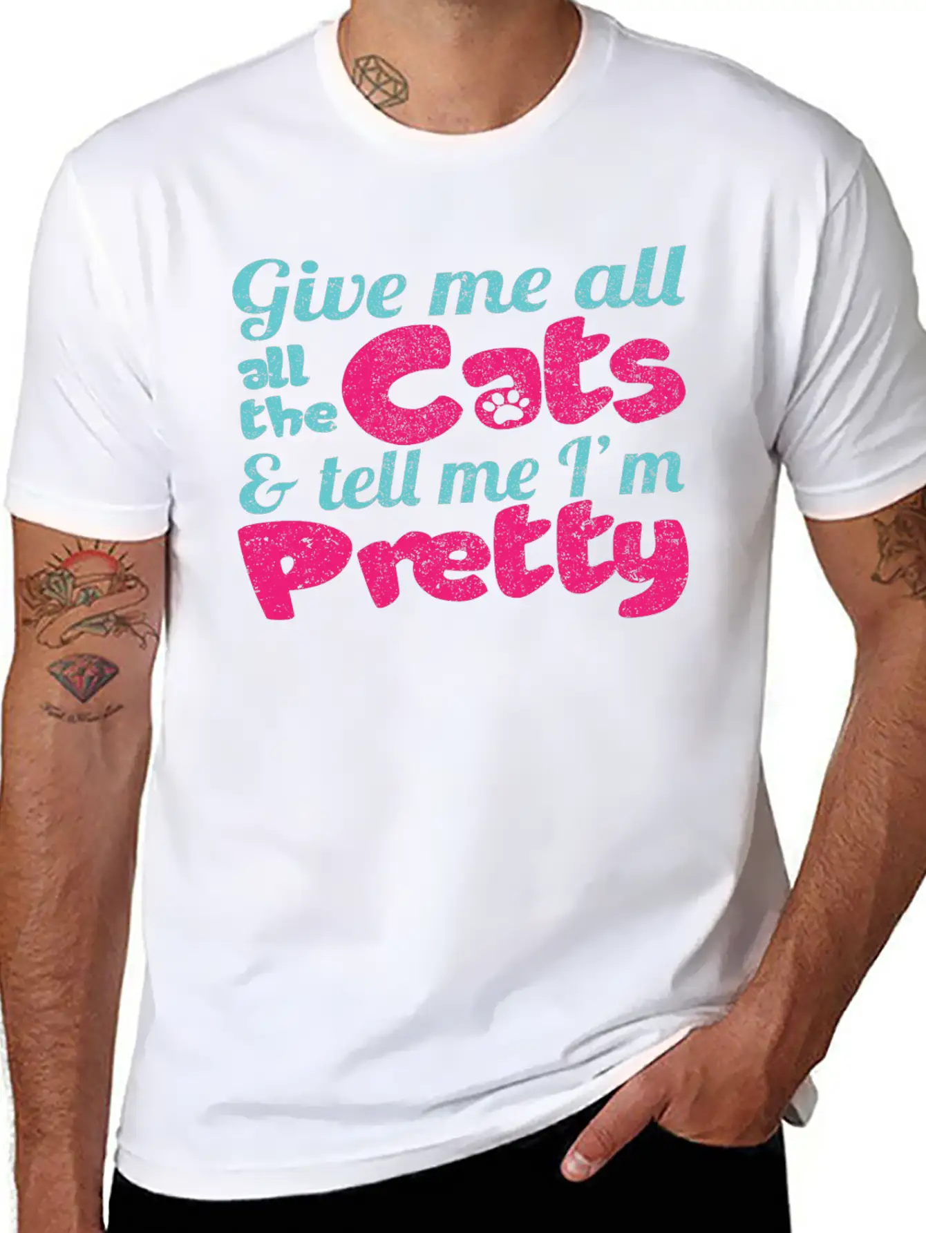 Give Me All The Cats & Tell Me I'm Pretty Timeless Short Sleeve Tee – Comfy And Minimalist Design