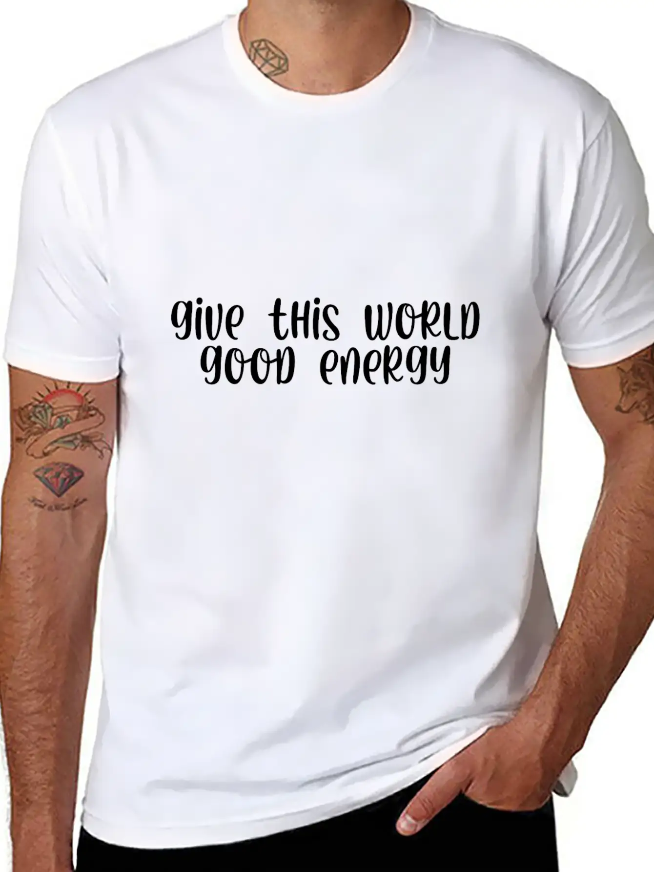 Give This World Good Energy Breathable Graphic T-Shirt – Perfect For Casual Days
