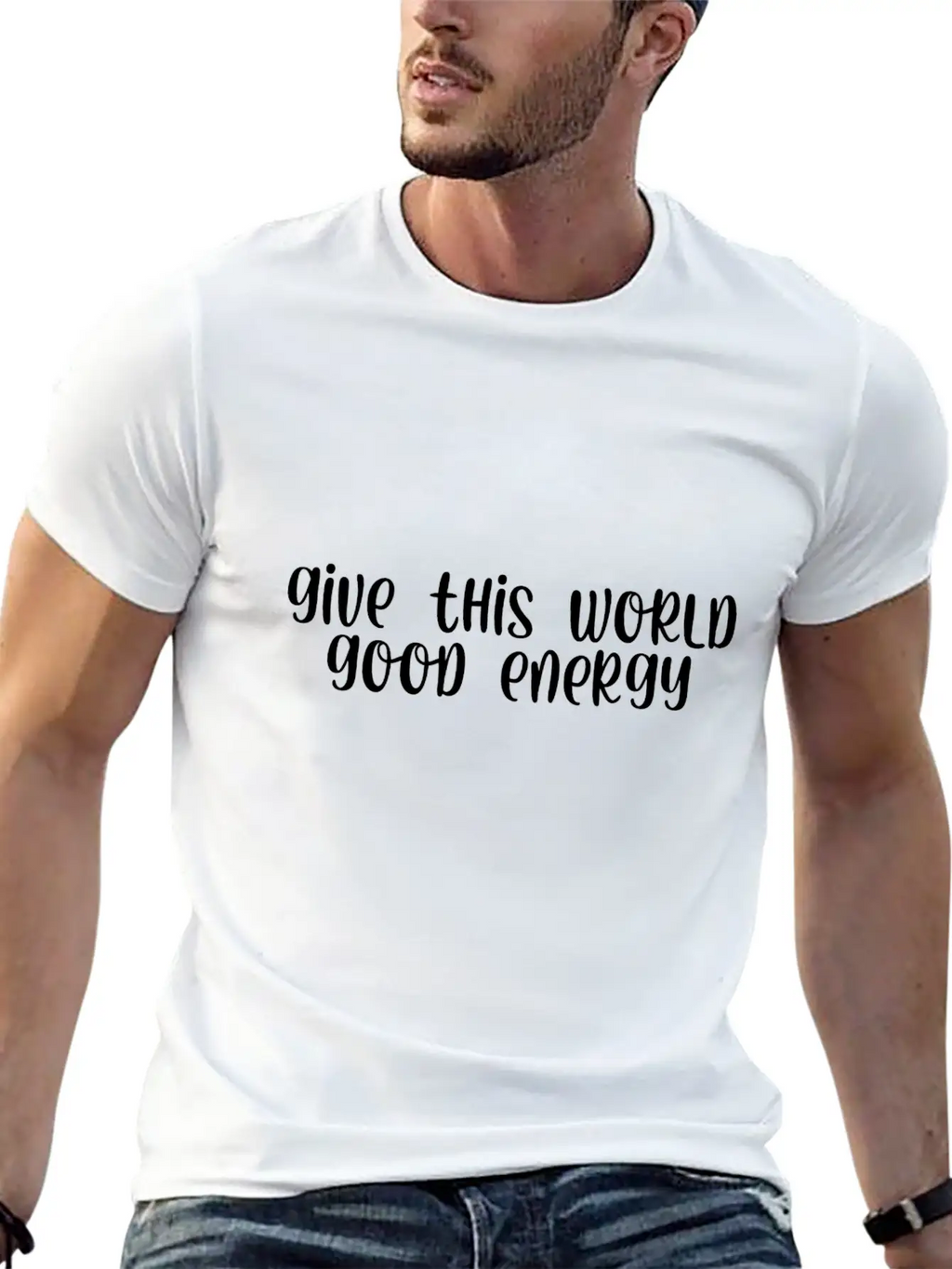Give This World Good Energy Breathable Graphic T-Shirt – Perfect For Casual Days